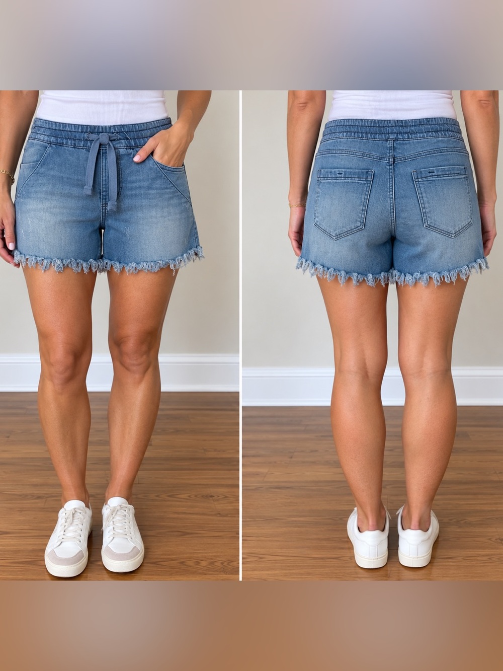 Democracy Light Blue Distressed Frayed Hem Denim Shorts